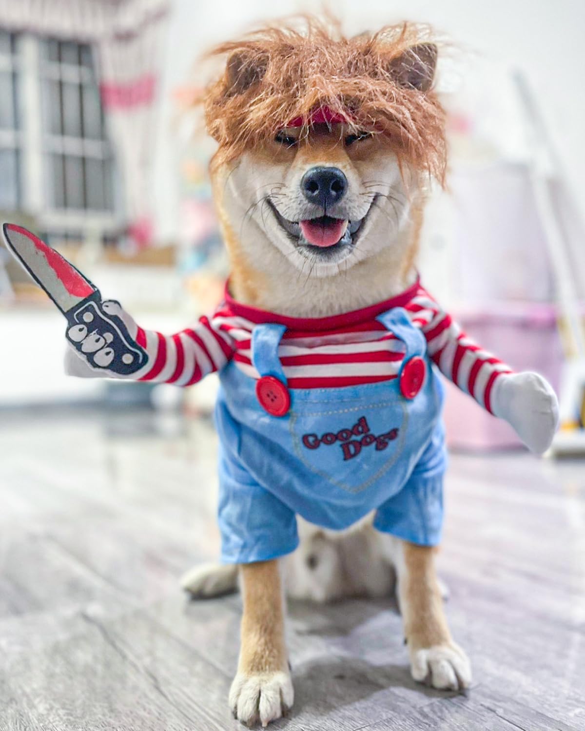 Disfraz de Chucky para Perro Akita 1