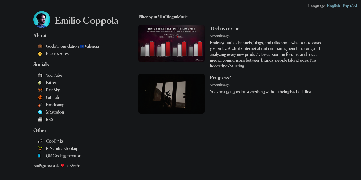 Emilio Coppola es una pagina inspirada en la pagina de Emilio Coppola