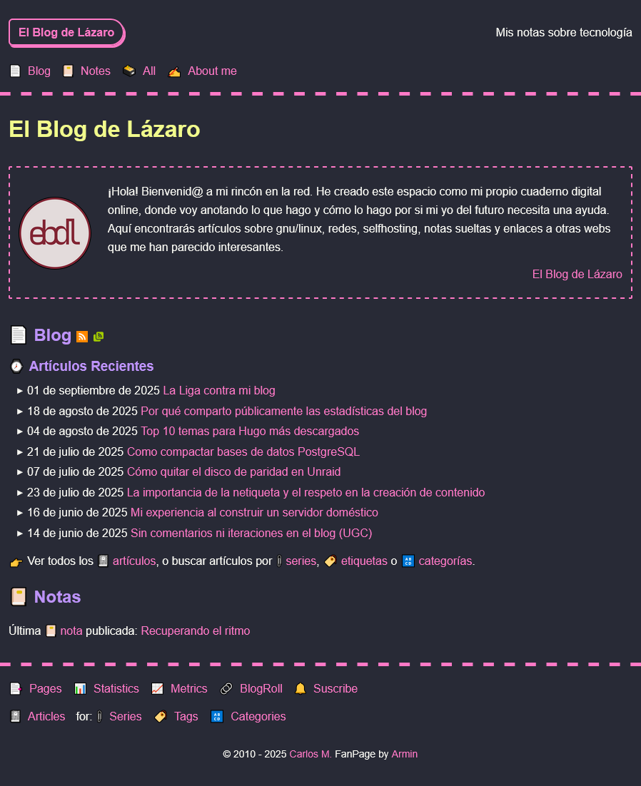 El Blog de Lázaro es una pagina inpirada en la pagina El Blog de Lázaro creada por Carlos M.